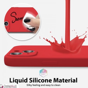 Liquid Air silikoninis dėklas su kameros apsauga - raudonas (Apple Iphone 15 Plus)
